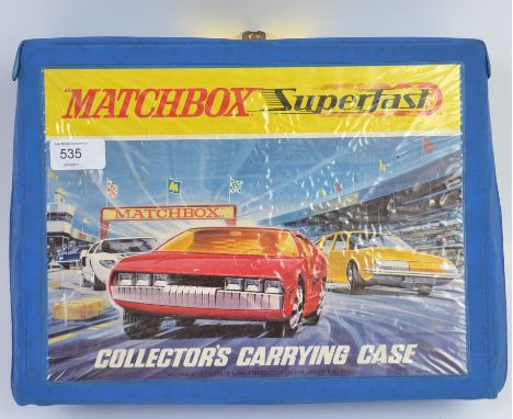 DIECAST; An original vintage Matchbox Superfast Collectors Case, with all four trays, with a small quantity of diecast within