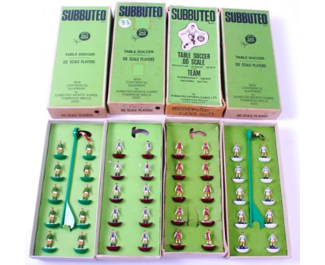 SUBBUTEO; A collection of 4x vintage boxed Subbuteo table soccer teams comprising of: Bradford City (Second), Crystal Palace,