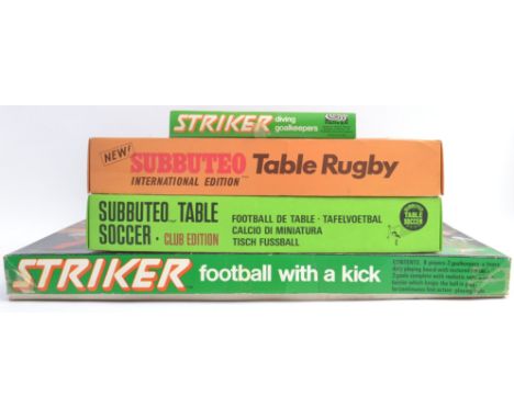 FOOTBALL GAMES; A collection of vintage football related games and toys to include Parker ' Striker ' game and ' Diving Goalk