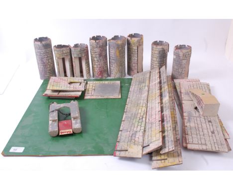 TRIANG FORT; Vintage Triang made composition toy fort. Appears to be complete with all side panels and turrets. The drawbridg