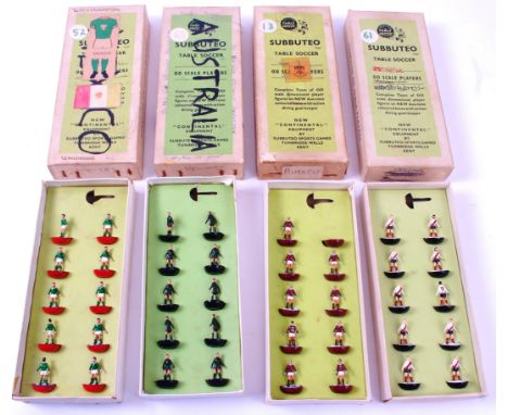 SUBBUTEO; A collection of 4x vintage early boxed Subbuteo table soccer teams comprising of: 52, 43, 13, 61. 


NOTE: From a h