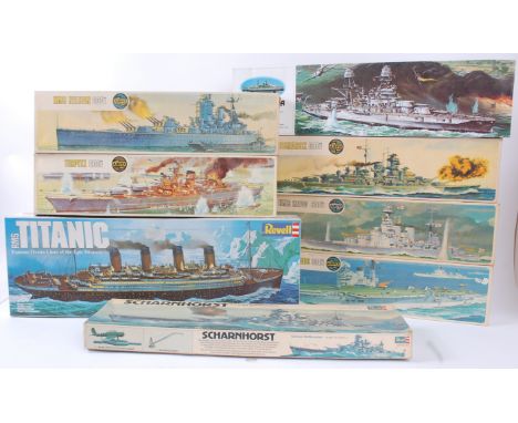 MODEL KITS; A collection of 8x assorted model kits to include 5x Airfix, vintage kits, RMS Titanic by Revell and another Reve
