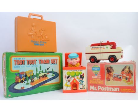 TOYS; A collection of vintage toys to include a Discovery Time Mr Postman, and other Fisher Price toys - Toot Toot Trainset e