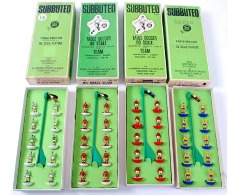 SUBBUTEO; A collection of 4x vintage boxed Subbuteo table soccer teams comprising of: 18, 171, 57 and Sweden.


NOTE: From a 