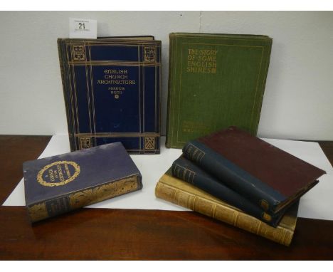 6 books on various English counties and churches including History of Nottinghamshire by Cornelius Brown 1891, Architectural 