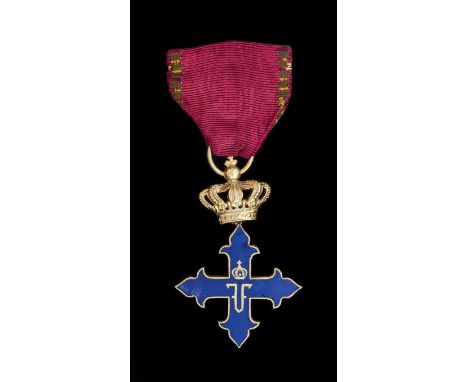 *Romania, Order of Michael the Brave, 1916 issue, Third Class breast badge, in silver-gilt and blue enamel, width 39mm, extre