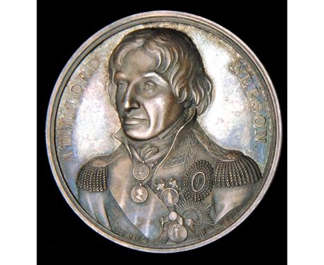 *Nelson Memorial, silver medal from Mudie’s series of National Medals (1820), by Webb and Droz, bust of Nelson three-quarters