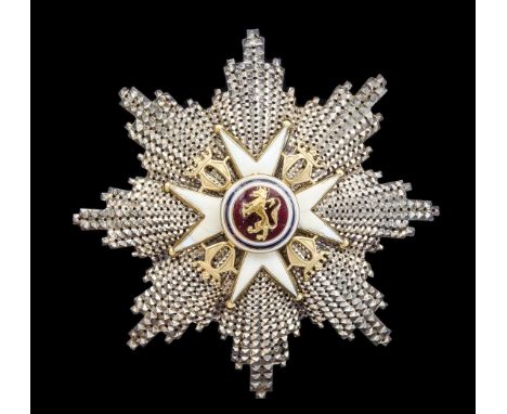*Norway, Order of St Olav, type 2, pre-1925, Grand Cross breast star, by Tostrup, Christiania, in silver, with gold and ename