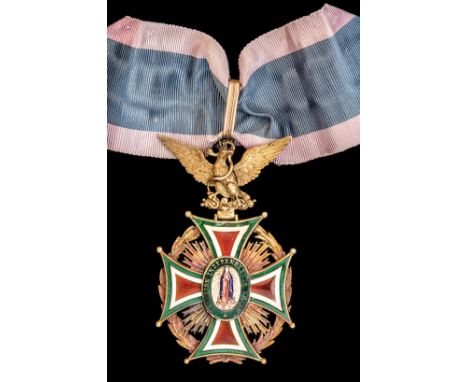 *Mexico, Order of Our Lady of Guadalupe, Military Division, Commander’s neck badge, in silver-gilt and enamels, width 51mm, u