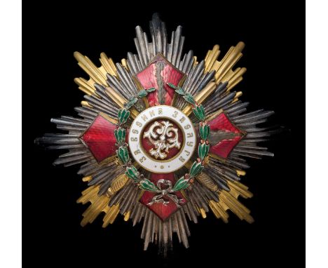 *Bulgaria, Order of Military Merit, First Class breast star, with War Wreath, in silver, gilt and enamels, 92mm, centre chipp