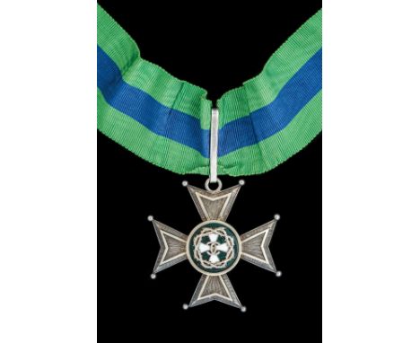 *Romania, Honour Cross of the Order of Merit, First Class neck badge by M. Weiss, Bucharest, in silver, gilt and enamels, wid
