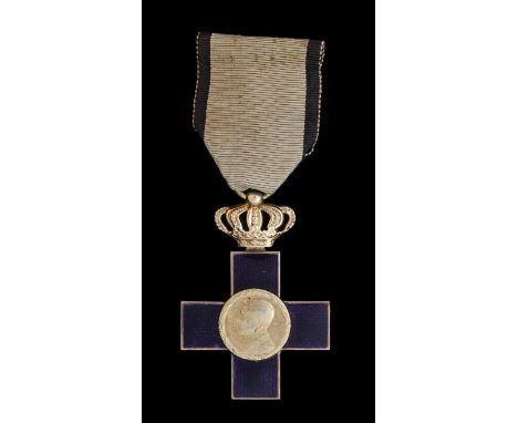 *Romania, Order of Cultural Merit, Mihai I issue, Knight First Class breast badge, in silver-gilt and purple enamel, width 40