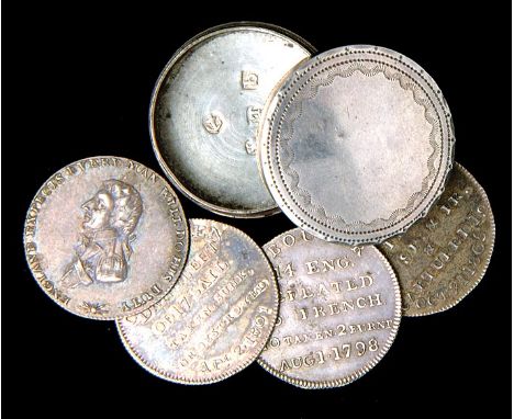 *Nelson’s Victories, set of four silver medalets, circa 1805, bust of Nelson left, rev., each different, with inscriptions fo