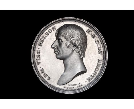 *Nelson Memorial, silver medal, possibly intended for Mudie’s series of National Medals (1820), by Webb and Droz, head  of Ne