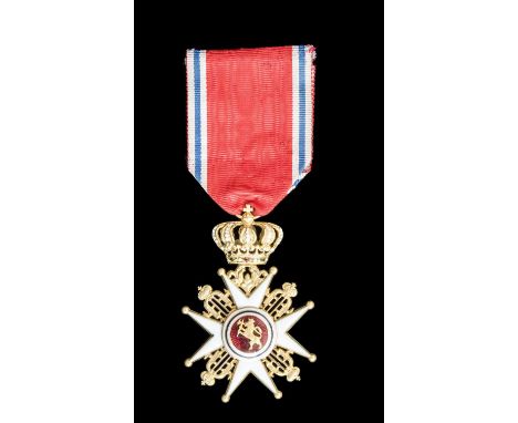 *Norway, Order of St Olav, type 1, Civil Division, Knight First Class breast badge, in gold and enamels, width 39.5mm, good v