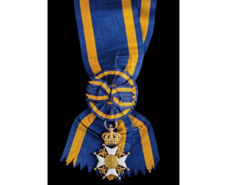 *Netherlands, Order of the Netherlands Lion, Grand Cross sash badge, in gold and enamels, width 57.5mm, reverse centre detach