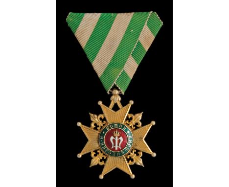 Bulgaria, Cross for the Election of Prince Ferdinand 1887, First Class breast badge, by Rothe, Vienna, in silver-gilt and ena