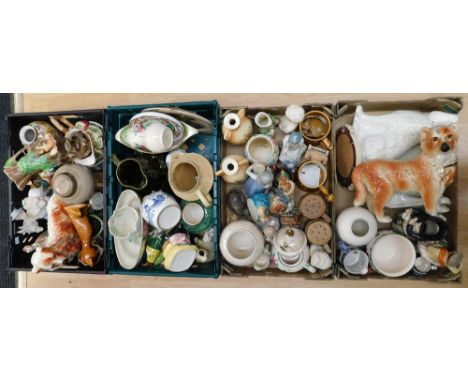 A large collection of mixed ceramics to include; King Charles Spaniel dogs, Poole vase, figures, pots, vases and others, 20th