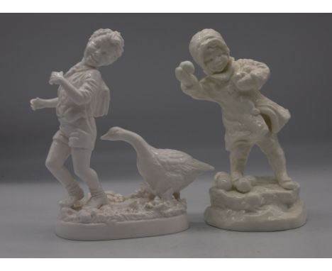 A collection of Royal Worcester blank porcelain figures of children.(5)