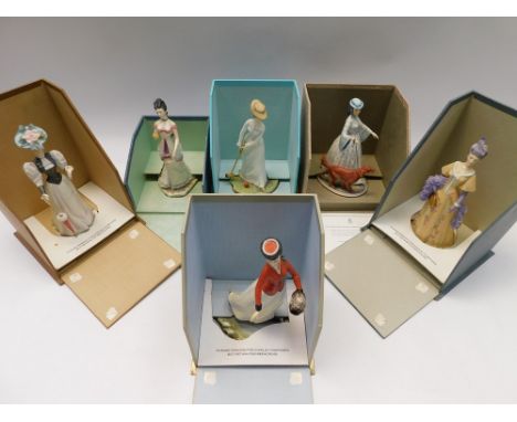 Royal Worcester , 6 figures from the Victorian Series, Felicity , Bridget , Elizabeth , Emily , Rosalind &amp; Madelaine , al