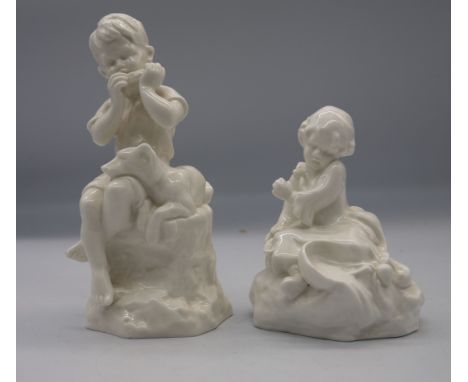 A collection of Royal Worcester blank porcelain figures of children.(6)