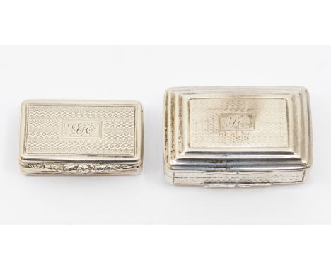 A William IV silver vinaigrette, rectangular with stepped cover and base, engine turned decoration, gilt pierce and engraved 