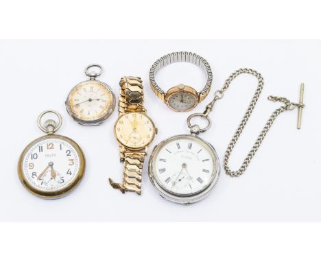 A 9ct gold cased Smiths watch (bracelet A/F) with inscription to reverse, on a later plated strap, total gross weight approx 