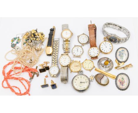 A collection of various ladies and gents wristwatches and pocket watches including Bulova, Citizen,  Ingersoll, Raymond Weil 