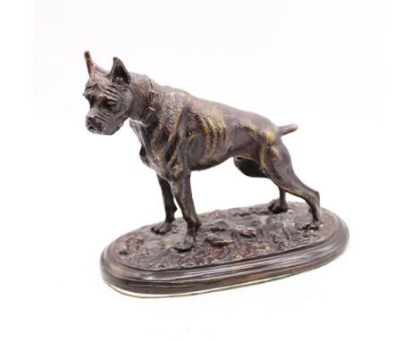 An early 20th Century bronze figure of a Boxer, signed Mene to base.