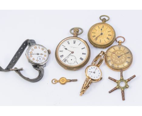 A 9ct gold ladies early 20th century wristwatch, white dial, case approx 24mm, on a 9ct gold expander strap, total gross weig