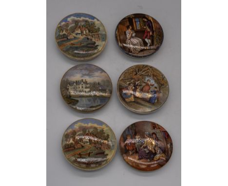 A collection of eight 19th century ceramic pot lids, to include Peace, Second Appeal, Pegwell x 2,Bay, Hide and Seek, Sandrin
