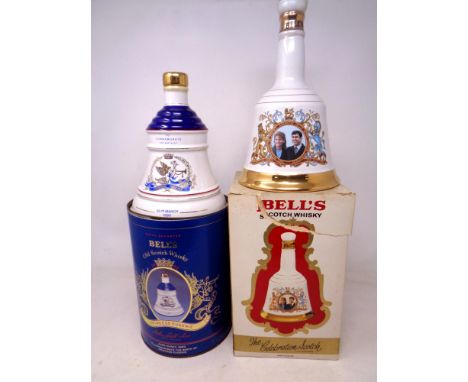 A Bells Old Scotch Whisky decanter commemorating the birth of Princess Eugenie together with another Bells decanter 'The Marr