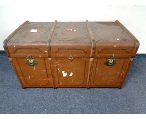 An early 20th century bentwood shipping trunk 