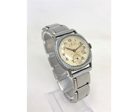 A Gent's Rolex Chrome-Plated and Steel Wristwatch, ref. 3892, circa 1940's, silvered dial with Arabic numerals, signed Rolex 