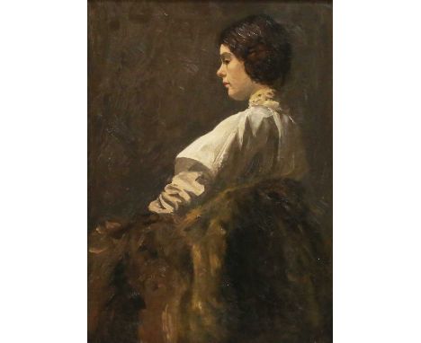 Margaret Neame – Portrait of a seated Young Lady, early 20th century oil on canvas, 75cm x 54cm, within an ebonized wood fram