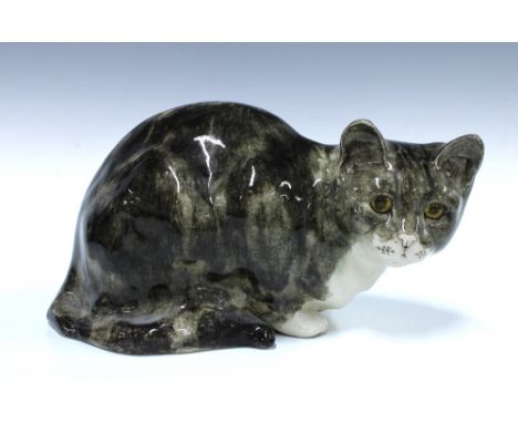 Winstanley crouching tabby cat, 30 x 16cm