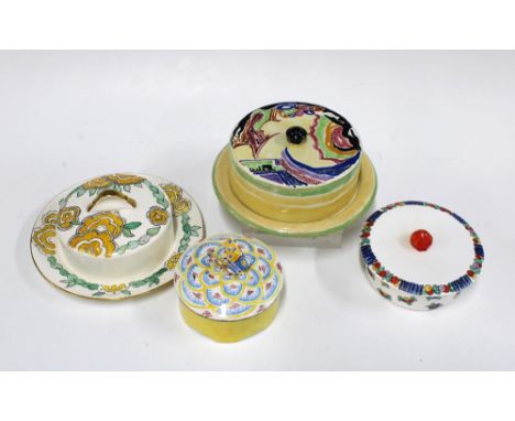 HELEN PAXTON BROWN (Glasgow Girl) handpainted Scottish pottery butter dish and cover, signed with monogram and dated 1921, to