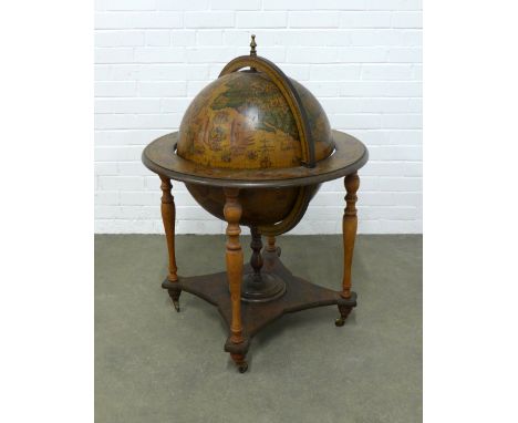 A terrestrial globe drinks cabinet, 72 x 98cm.