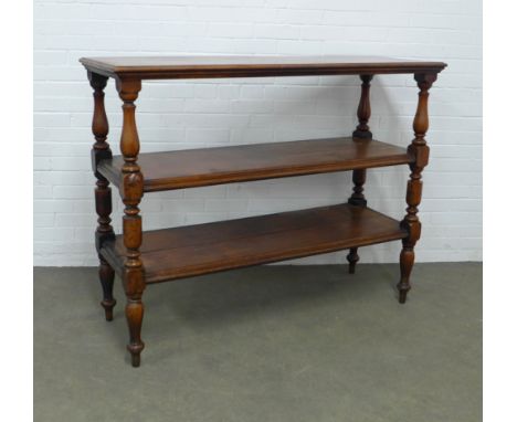 Victorian three tier mahogany buffet, with baluster supports,  147 x 115 x 51cm.