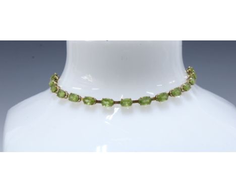 9ct gold gemset tennis style bracelet, stamped 375
