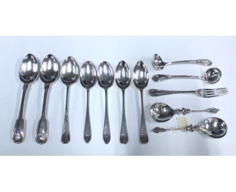 A pair of Victorian silver apostle spoons, William Hutton and Sons Ltd, London 1895  together with a collection of Epns servi