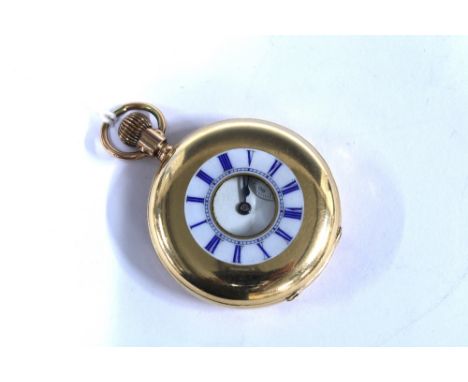 Ladies Waltham half hunter fob watch, inner case and dust cover stamped 10c AB and numbered 3797