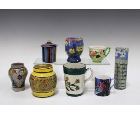 Collection of early 20th century handpainted Scottish handpainted pottery to include a Mary A. Ramsay, Strathyre preserve jar