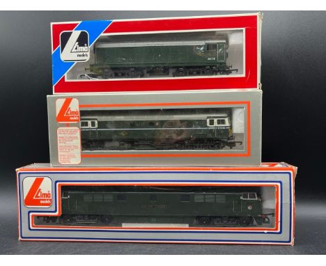 Three Lima Boxed Diesel/Electric Locomotives Tested Runners(1500g)Lima 205128 Class 42 Warship Bo-Bo 'Rapid' in BR maroon #D8