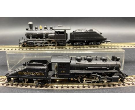 Two 'N' Gauge North American Outline Steam Locomotives, Tested Runners(200g)Bachmann 0-6-0 Switcher & Tender #524 'Pennsylvan