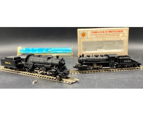 Two N gauge Steam Locomotives, one Tested Runner(200g)Bachmann 4807 USRA 0-6-0 Switcher & Tender At & SF 'Santa Fe' #3283 - T