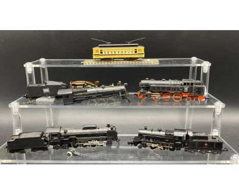 Five N gauge Locomotives Spares or Repair, Three Tested Runners(800g)Bachmann 51-610-28 Brill Trolley South Shore Line - Non-