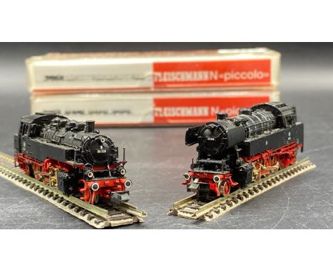 Two 'N' Gauge Fleischmann Piccolo Steam Locomotives of the DB, Tested Runners(300g)Fleischmann 7065 Class BR 65 2-8-4T of the