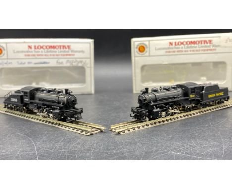 Two 'N' gauge Steam Locomotives, Tested Runners(250g)Bachmann 51551 Prairie 2-6-2 & Tender Union Pacific #1836Bachmann 50552 