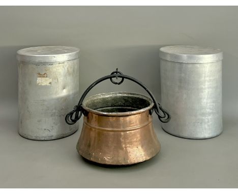 Two large vintage mid-century aluminium commercial kitchen food storage containers - by Lune Brand of Lancaster, dated 1956, 